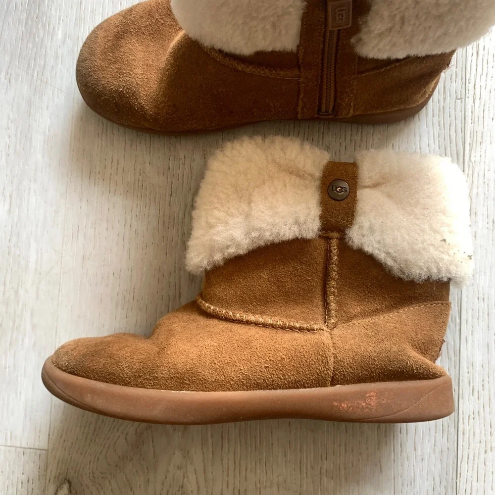 UGG Toddler Girls' Ramona Boots‎ Chestnut Suede Shearling Size 12